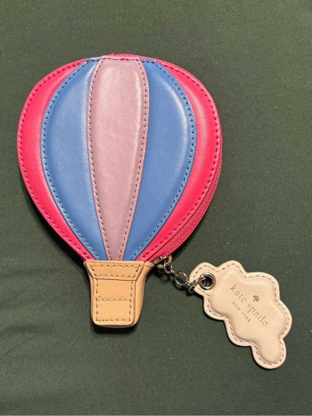 kate spade Hot Air Balloon Coin Purse - Pink, Blue, Lilac, Tan 100% leather RARE